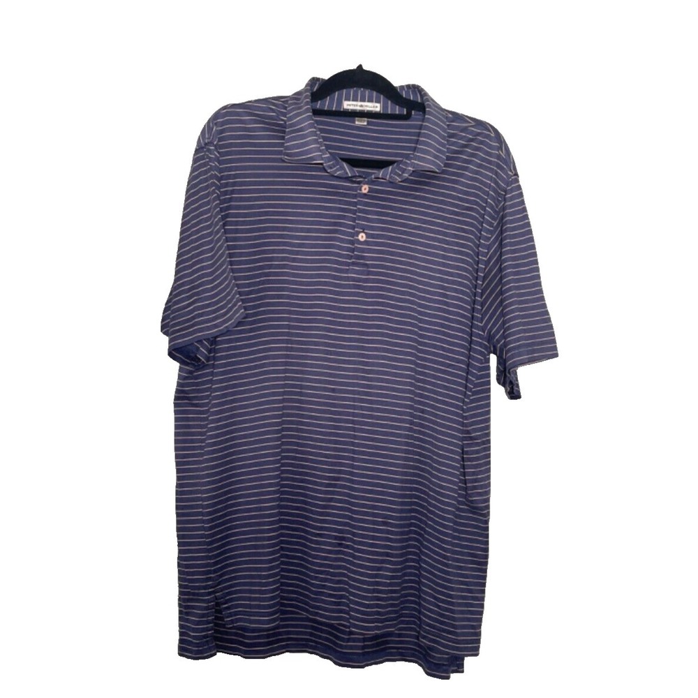 Peter Millar Performance Shirt Men's XL Blue Striped Polo Golf